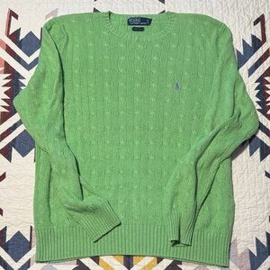 Polo by Ralph Lauren Lime Green Cable Knit Crewneck Sweater